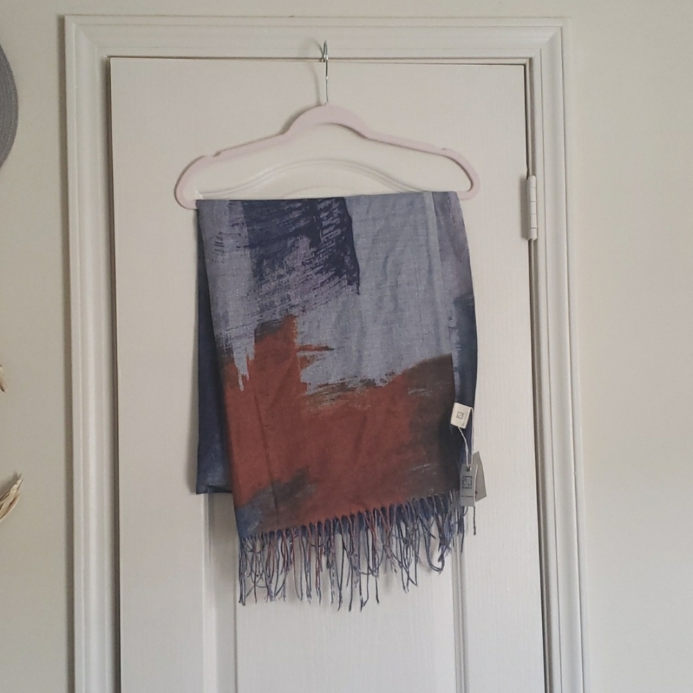 Blue and orange scarf that shimmers